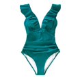 thumbnail image 1 of Cupshe Women's Light Blue Ruffled Lace Up One Piece Swimsuit, M, 1 of 3