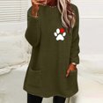 thumbnail image 1 of Hauts d'Automne pour Femmes Col Rond pour Femmes et Blouse d'Hiver Ample à Imprimé avec Poche, Chaude, à Manches Longues, Chandail à Col Rond pour Femmes en Liquidation, 1 of 4