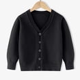 thumbnail image 2 of Tranfacy Chemises à Manches Longues pour Filles, Hauts d'Automne, Cardigan Tricoté en Molleton à Manches Longues pour Enfants, Chandail Uni à Col en V, Chemises à Boutons, 2 of 6