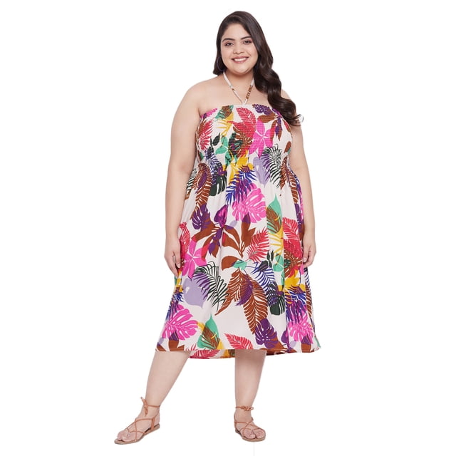 Oussum Robe Tube Courte pour Femmes Sans Manches, Robes d'Été, Multicolore