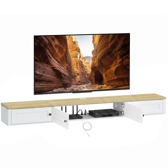 HOMCOM Floating TV Stand for TVs up to 82 Inch, Wall Mounted Media Console