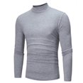thumbnail image 2 of Men‘s Autumn Winter Pure Color Turtleneck Long Sleeve T-shirt Top Blouse, 2 of 3