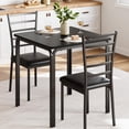 thumbnail image 4 of Small Table and Chairs Set of 2, Dining Table for 2, Dinette Set for 2, Square Dinner Table Set, 3 Piece Kitchen & Dining Room Sets for Small Space, Apartment, Home Office, Black, 4 of 8