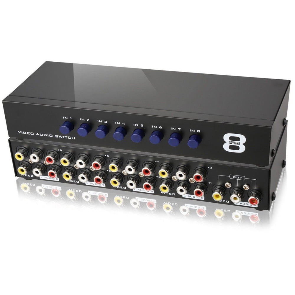 axGear AV Switch Box Composite Selector 8 Port RCA Audio Video 8 In 1 Out To TV