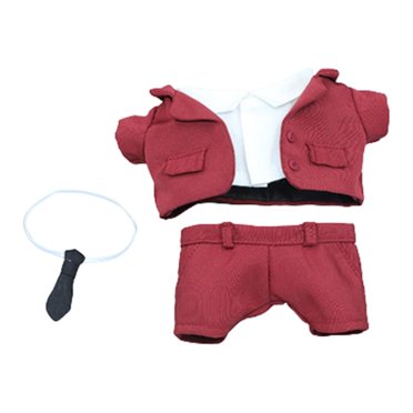 Girl Doll Clothes Suit Set Cotton Simple Design Coat Shirt Trousers Tie Costume Kit Washable Outfit Collection Decoration Red