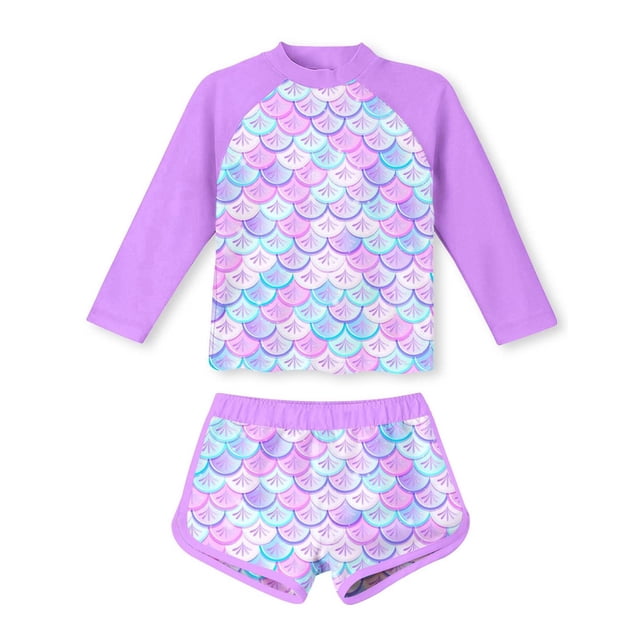Teen Girl Rash Guard Swimsuit Striped Ruffle Long Sleeve Sun Protection Toddler Girls Bathing Suits Girls 14-15 Years