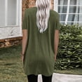 thumbnail image 4 of pxiakgy T-Shirts pour Femmes Été Décontracté Uni Ample Pull Col Rond Manches Courtes Tunique avec Poches T-Shirts Vert Armée + TG, 4 of 6
