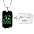 thumbnail image 4 of Feels Like Home Green Necklace Stainless Steel or 18k Gold Dog Tag 24" Chain, 4 of 8