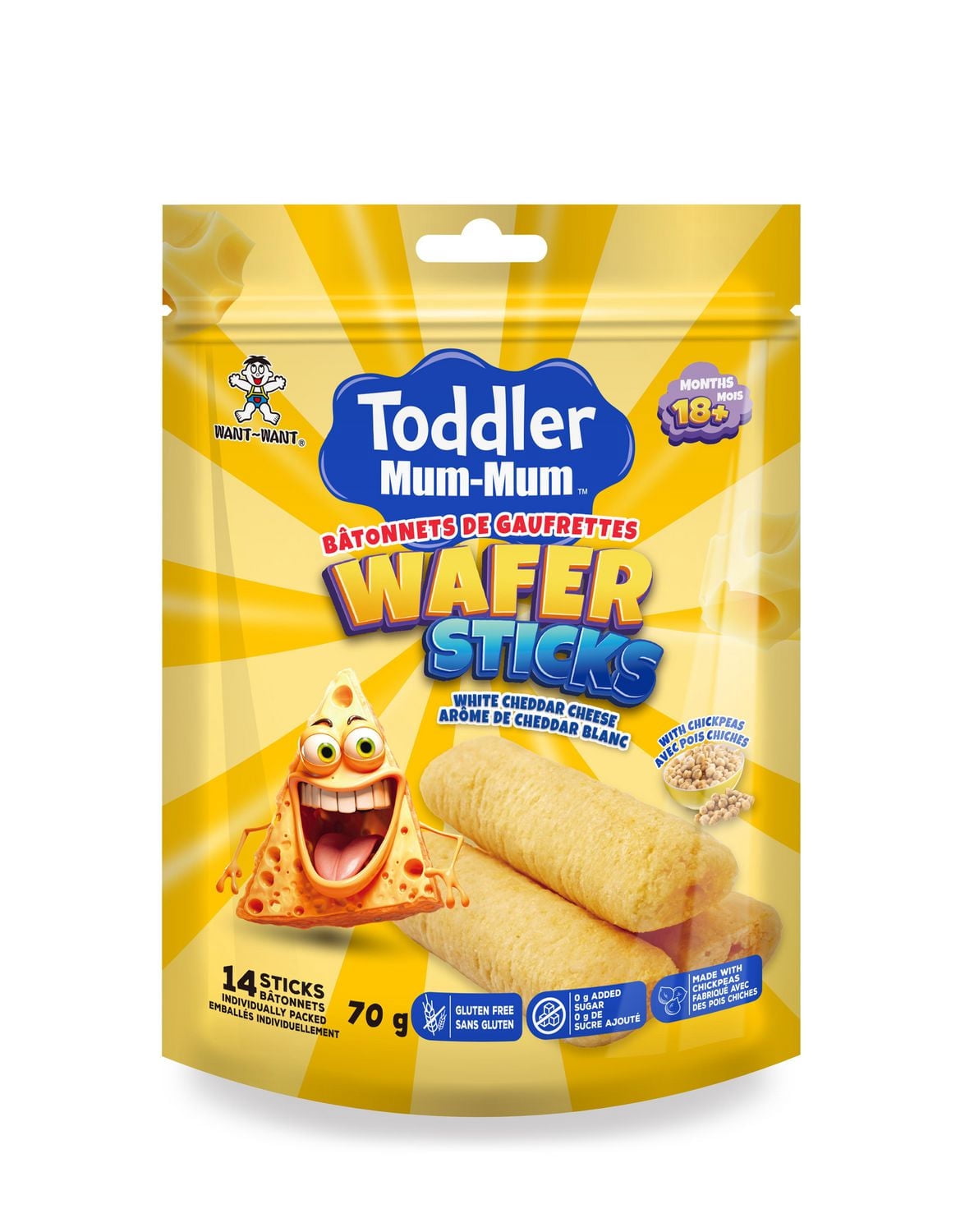 Toddler Mum-Mum bâtonnets de gaufrettes arome de cheddar blanc