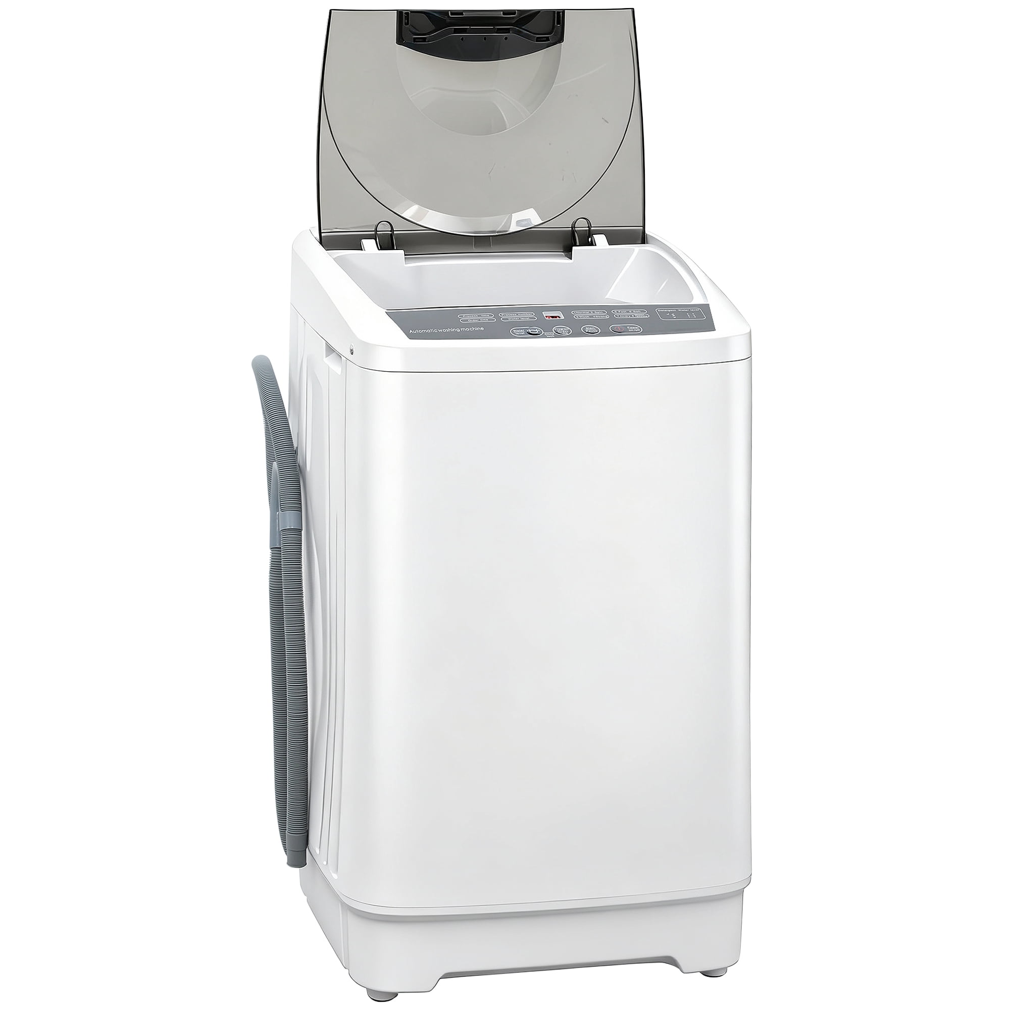 CoSoTower Compact Washer, Portable Washing Machine, Full Automatic Washer with 8 Programs and 6 Water Levels, White