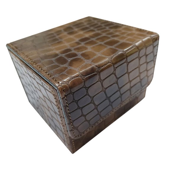 ZLight Trading Card Deck Box Holder Storage PU Leather for TCG Football Cards Album Rose Red Dark Brown 105x93x80mm