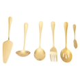 thumbnail image 1 of CHUANK Ensemble de Couverts de Service 6 Pcs Ensemble d'Ustensiles Incluant Gâteau Serveur Cuillère à Fente Or, 1 of 8
