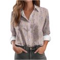 thumbnail image 2 of Wensltd Button Down Shirts for Women Dressy Floral Printed Long Sleeve Blouse, 2 of 6