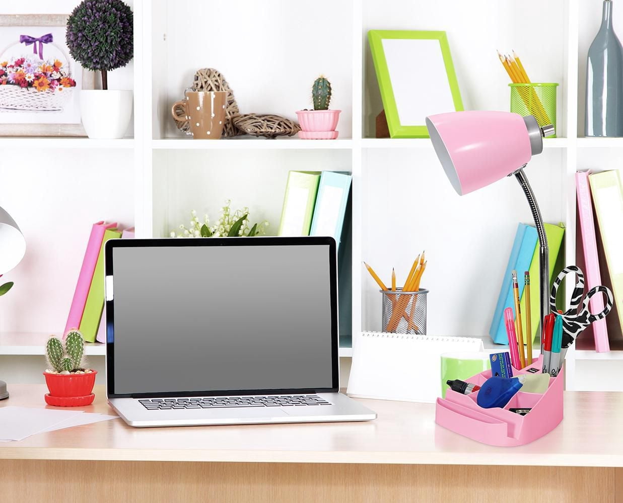 Limelights Gooseneck Organizer Desk Lamp with iPad Tablet Stand Book Holder and USB port