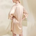 thumbnail image 3 of Besolor Chemise de Nuit en Satin pour Femme à Boutons, Robe Chemise à Manches 3/4, Décontractée et Confortable, Pyjama de Nuit, 3 of 4