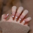 thumbnail image 2 of HLONK 24Pcs Gel Press on Nails  Gel French Long Fake Nails  Press on Tips With Glue  Rhinstone with Butterfly  NO.13, 2 of 5