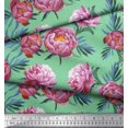 thumbnail image 2 of Soimoi Green polyester Crepe Fabric Leaves & Floral Decor Fabric Printed BTY 42 Inch Wide, 2 of 3