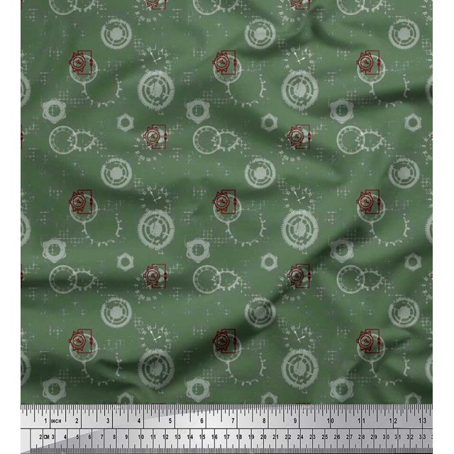 Soimoi Rayon Crepe Fabric Watches & Texture Printed Craft Fabric by the Yard 46 Inch Wide