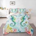 thumbnail image 2 of Erosebridal Ensembles de Literie Hippocampe Simple avec Couette pour Enfants, Insert de Couette Hippocampe, Décor Corail Coloré, Réversible 2 Pcs, 2 of 7