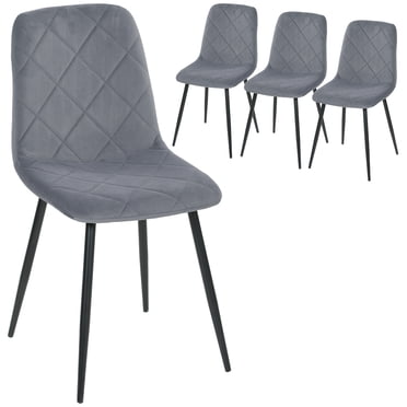 HOMCOM Dining Chairs Set of 4, Kitchen Chair with Metal Legs, Grey
