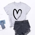 thumbnail image 2 of Besolor Tuniques d'Été pour Femmes à Imprimé de Cœurs, Col Ras du Cou, Manches Courtes, T-Shirts Décontractés Amples, Blouse de Sortie, 2 of 4