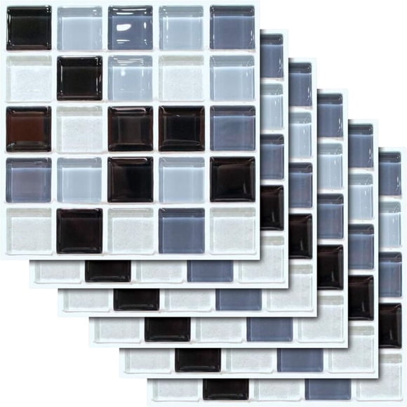 30Pcs Tile Stickers Mosaic Tile Stickers Waterproof Self-adhesive Wall Tile Stickers Decorative Wall Cement Tile Design for Kitchen Bathroom 20x20(Mosaic)