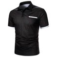 thumbnail image 2 of Birdeem Men Casual Button Short Sleeve Patchwork Turndown Pullover T-Shirt Tops, 2 of 9