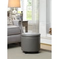thumbnail image 1 of Designs4Comfort Round Accent Storage Ottoman in Gray Faux Leather Fabric, 1 of 10