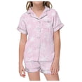 thumbnail image 1 of MIASHUI Girls Sleepwear & Robes Kid's Summer Homewear Printed Pajamas Suits Short Sleeve T-Shirt and Pants Set for Children, 1 of 4