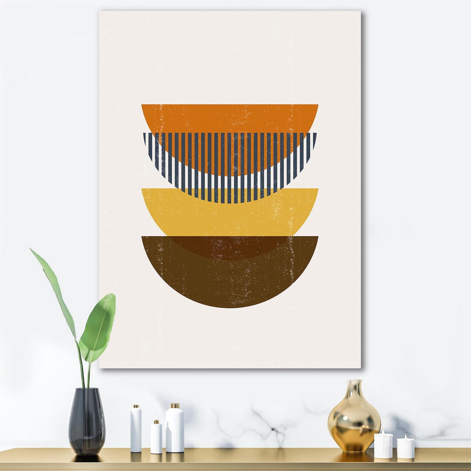 Designart Résumé géométrique Lune en Terre Tones Art mural sur toile