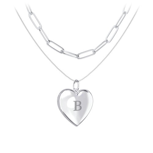 Collier Superposé avec Médaillon et Chaîne Trombone