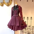 thumbnail image 2 of Kcodviy Robe pour Femme Style Rétro Robe Médiévale Courte Couleur Unie Manches Trompette Robe Gothique pour Femmes Courte Longue Robe de Princesse, 2 of 4