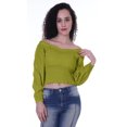 thumbnail image 3 of Moomaya Off-Shoulder Crop Top Smocked Waist Summer Casual Top For Womens, 3 of 4