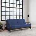 thumbnail image 1 of Cleo Black Metal Arm Full Size Futon Frame with 6” Thermobonded High Density Polyester Fill Mattress, 1 of 8