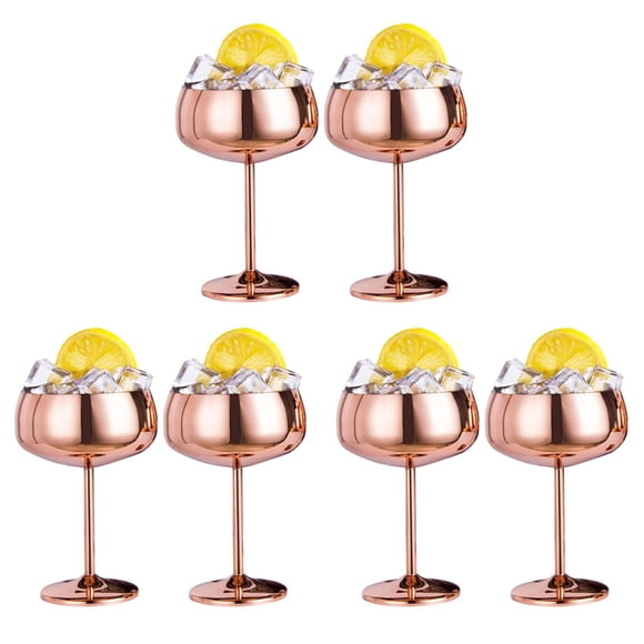 Copper Coupe Champagne Glasses Set of 6 Stainless Steel Vintage Martini Cocktail Glass Wine Goblet,6 x Wine glass,rose gold