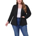 thumbnail image 1 of GRACE & GRANDEUR Women's Plus Size Fall Workwear Notched Lapel Button Down Office Blazer 4X Black, 1 of 5