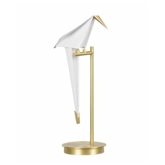 Lampe de table Grubman en métal doré avec abat-jour blanc