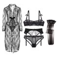 thumbnail image 1 of Ensemble de Soutien-Gorge en Dentelle Brodée avec Armatures Balconnet et Peignoir 6 Pcs, 1 of 5