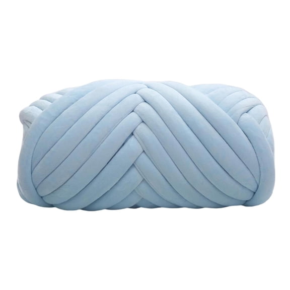 Chunky Yarn,Polyester Chunky Yarn for Crocheting Knitting,Weight Yarn Hand Knitting Blanket Bulky Yarn,Jumbo Tube Giant Yarn Tubular Weaving Washable,Arm Knit Yarn Tapestry Hand Knit Light Blue
