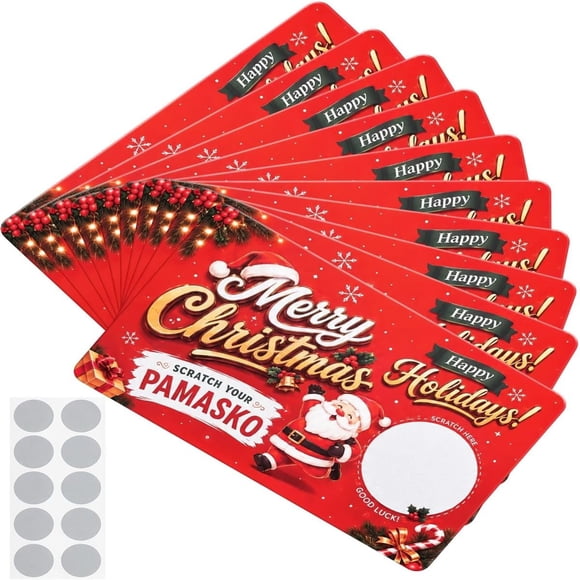 Fankiway Décoration de Noël Intérieure Extérieure Cartes à Gratter de Noël Jeu de Fête des Fêtes Tirage Surprise