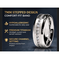 thumbnail image 4 of 7MM Men's Eternity Titanium Ring Wedding Band with Cubic Zirconia CZ size 8.5, 4 of 7