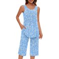 thumbnail image 4 of Baikeli Womens Sets Clearance Sale Two Piece Outfits for Women Plus Size Suits Striped Tops Drawstring Waist Pants Jogger Sets with Pockets Matching Wide Leg Pants Sets for Women, 4 of 7