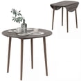 thumbnail image 1 of HOMCOM 35" Folding Dining Table with Solid Wood Legs, Distressed Light Grey, 1 of 10