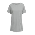 thumbnail image 5 of Ketyyh-chn99 Chandail pour Femmes Dames Décontracté Ample Été Manches Courtes Tunique Décontractée Hauts Confortable Ample Col Rond Hauts Gris,P, 5 of 5
