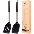 thumbnail image 1 of Bundlepro Pack of 2 Silicone Spatulas Turners, Non Stick Slotted and Solid Kitchen Utensils, 1 of 6