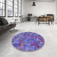 thumbnail image 4 of Ahgly Company Tapis d'Intérieur Lavable en Machine Carré Bleu Transitionnel, 3 Pieds Carré, 4 of 7
