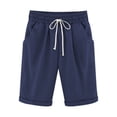 thumbnail image 1 of Pisexur Womens Shorts Cotton Linen Drawstring Solid Color Gym Workout Shorts Summer Comfy Elastic Waisted Shorts Plus Size Lounge Shorts Casual Beach Knee Length Shorts with Pockets,S-6XL, 1 of 2