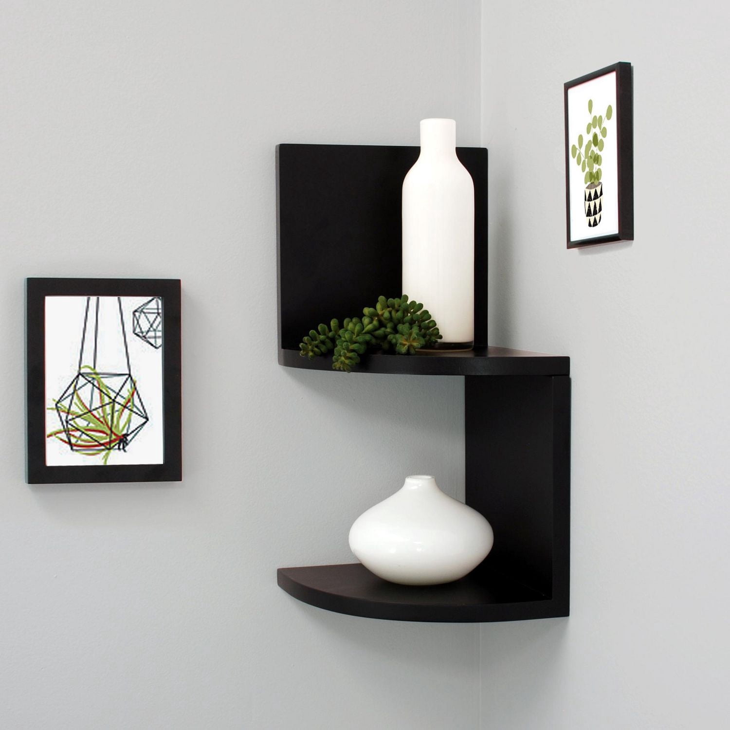 hometrends Black Corner Shelf Set
