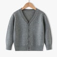 thumbnail image 2 of Tranfacy Long Sleeve Shirts for Girls, Fall Tops, Children Long Sleeve Fleece Knitted Cardigan Solid Color V-Neck Sweater Button Shirts, 2 of 6