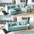 thumbnail image 3 of HONBAY Canapé Sectionnel Convertible Moderne avec Lit et Rangement pour Ensembles de Meubles de Salon, Bleu Aqua, 3 of 7